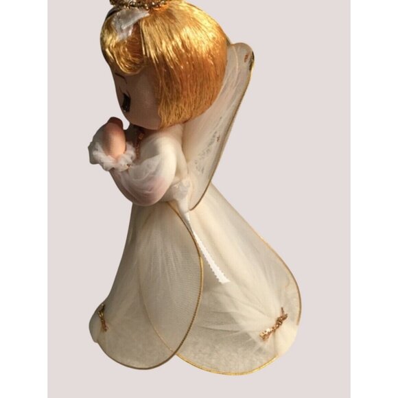 Cute Eight Inch Vintage Netted Angel Figurine - Picture 7 of 8